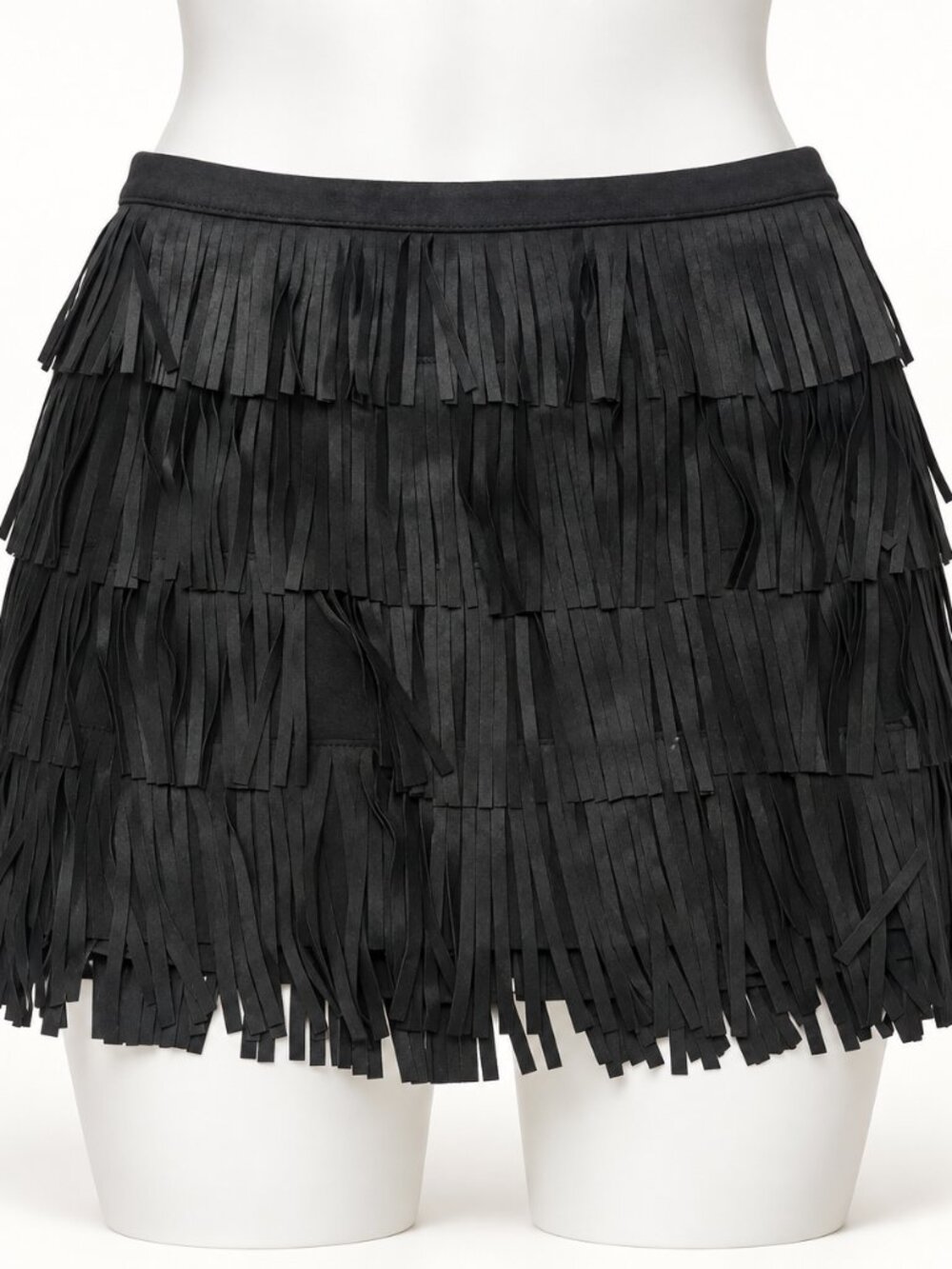 Boston Proper Charcoal Fringe Mini Skirt